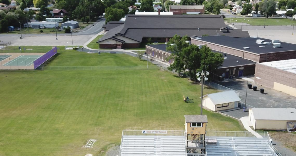 Tennis courts, stands, and overview of whitehall schools